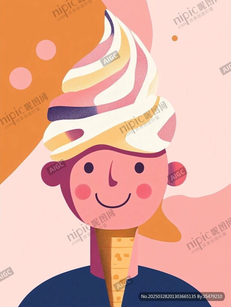 冰淇淋头的欢乐卡通人物