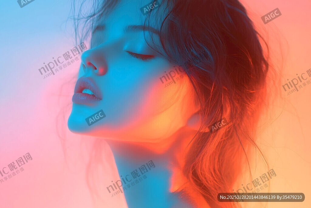 梦幻光影下的迷人女性