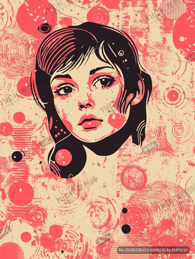 复古风女孩插画艺术