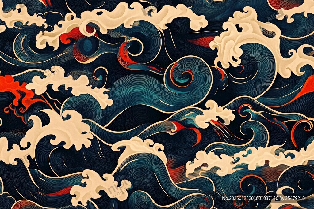 中式海浪图案设计