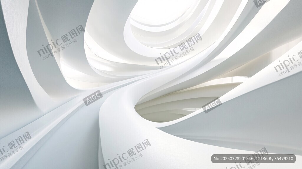 未来感白色抽象建筑空间