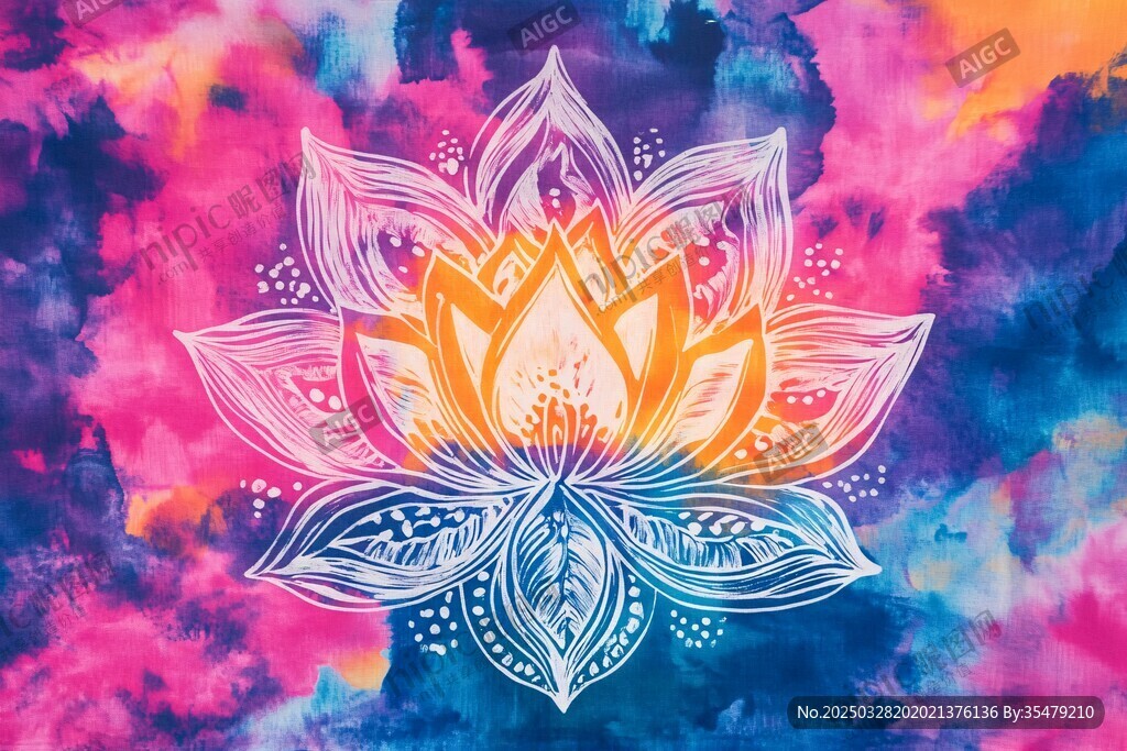 梦幻莲花水彩艺术图案