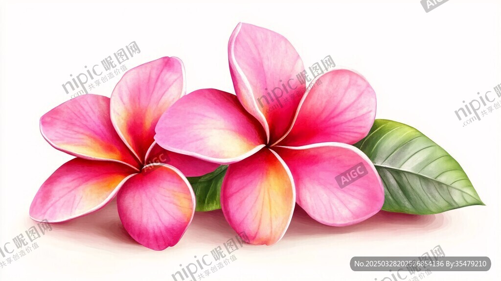 两朵娇艳鸡蛋花插画