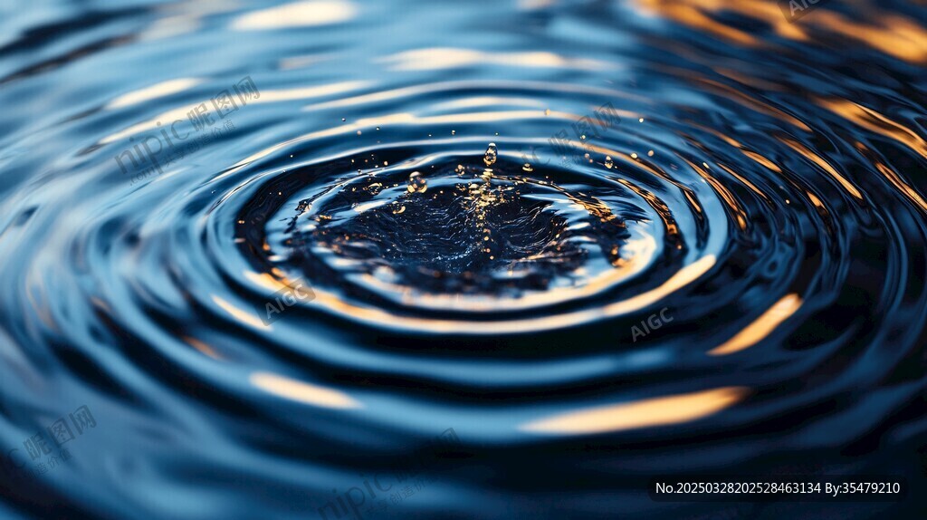 水滴入水泛起美丽涟漪