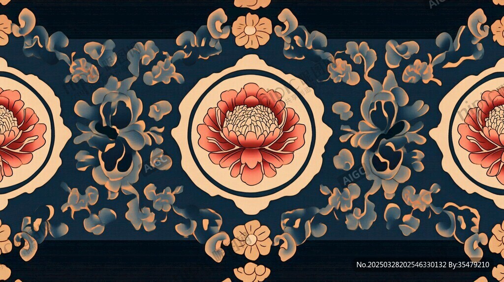 中式传统花卉纹样图案