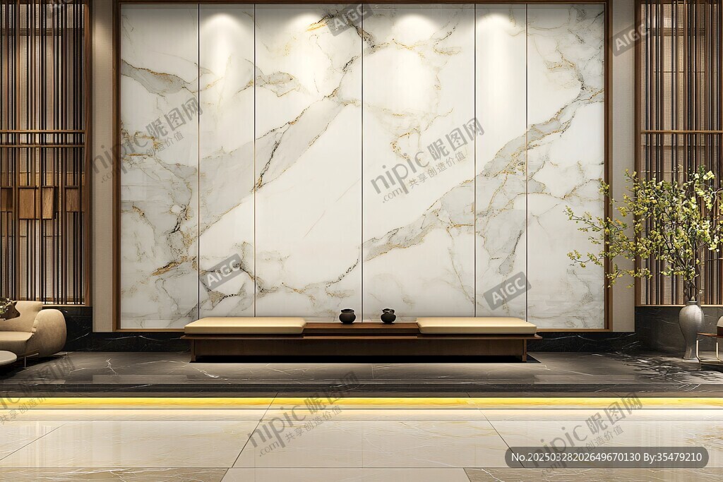 现代简约大理石电视背景墙