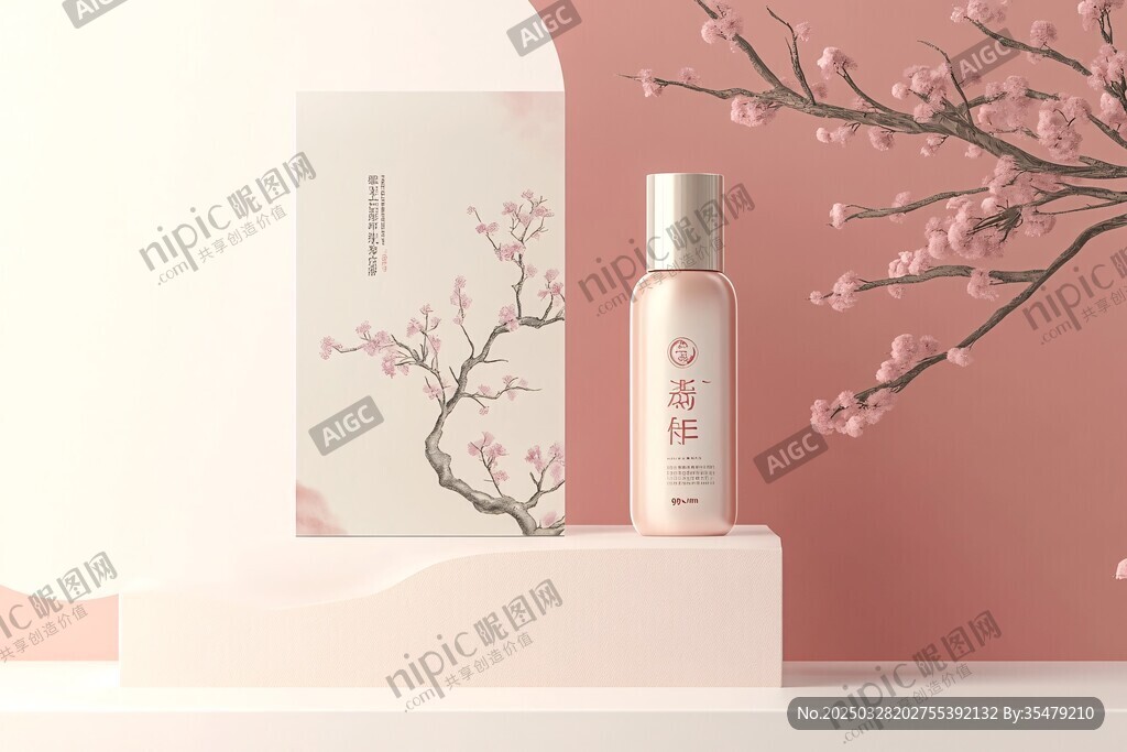 春日樱花系护肤产品展示