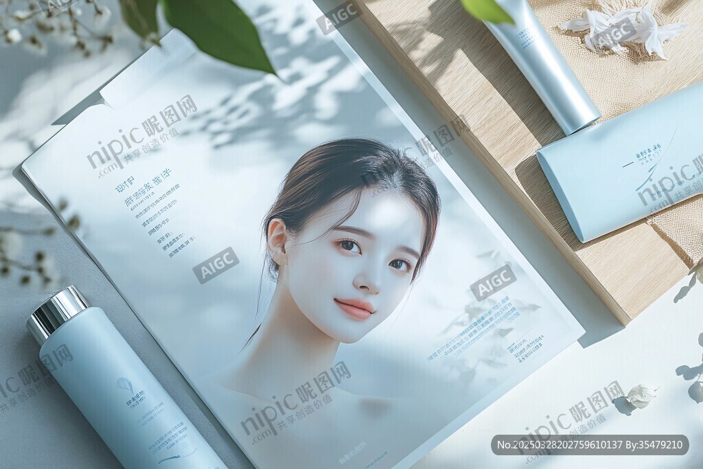 护肤产品与美女海报展示