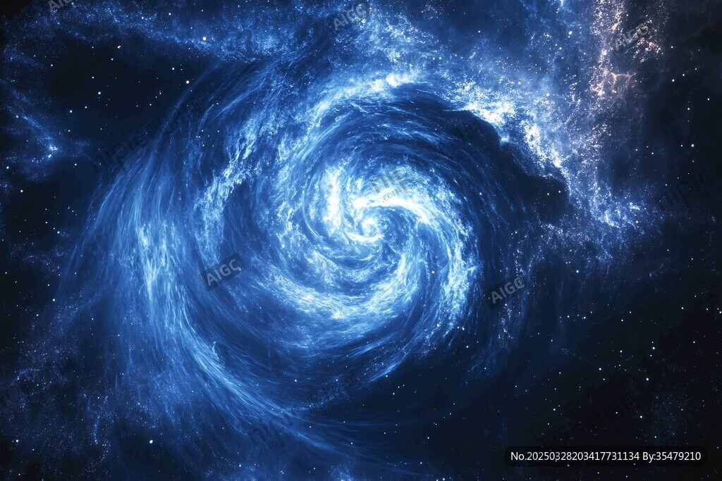 梦幻蓝色星系漩涡图景