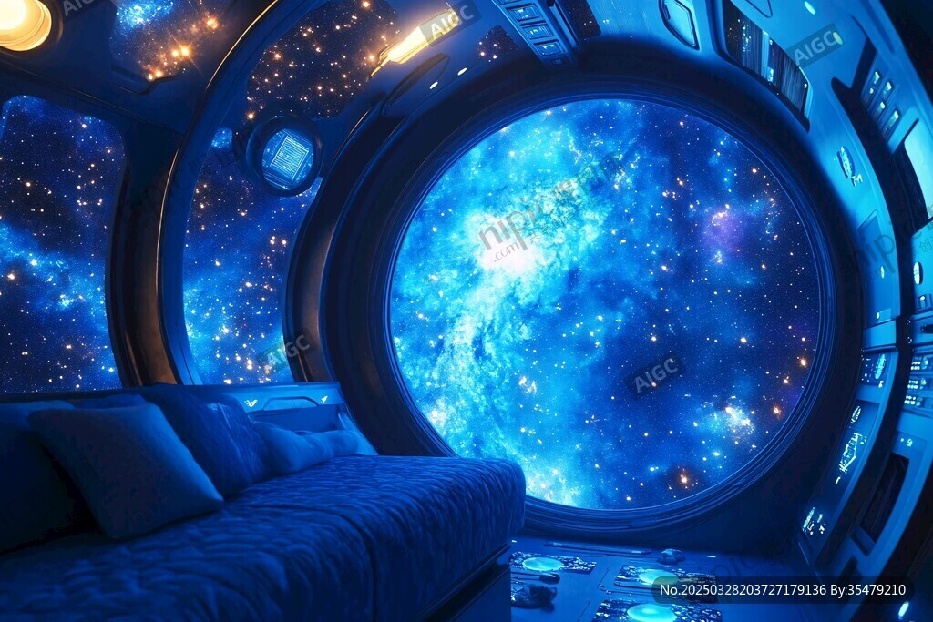 梦幻宇宙飞船内的星空景观