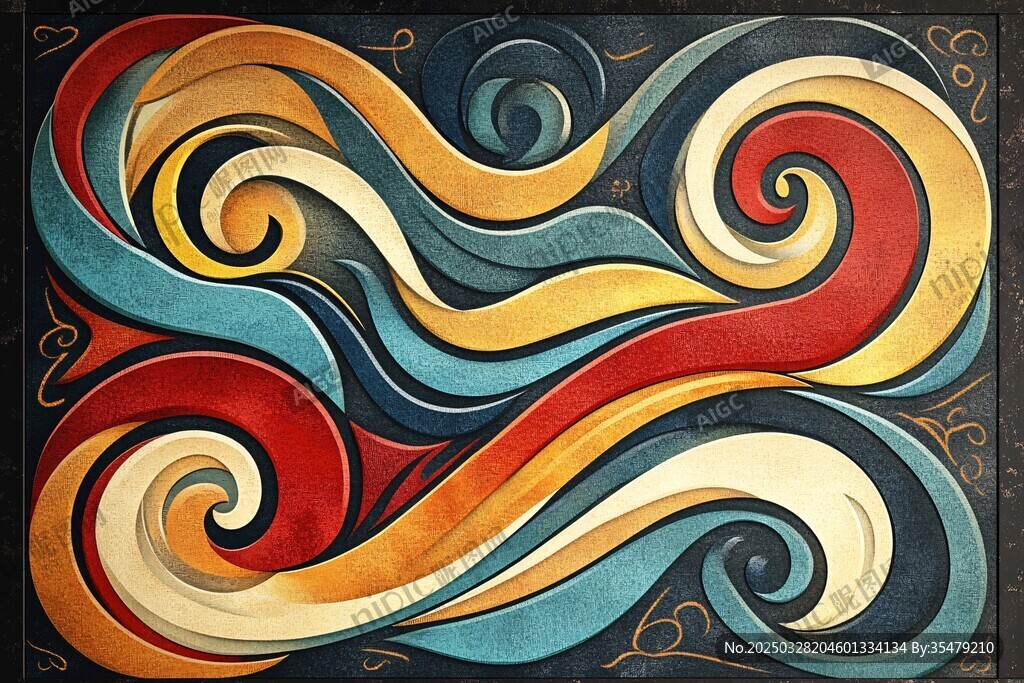 多彩旋流抽象艺术画作