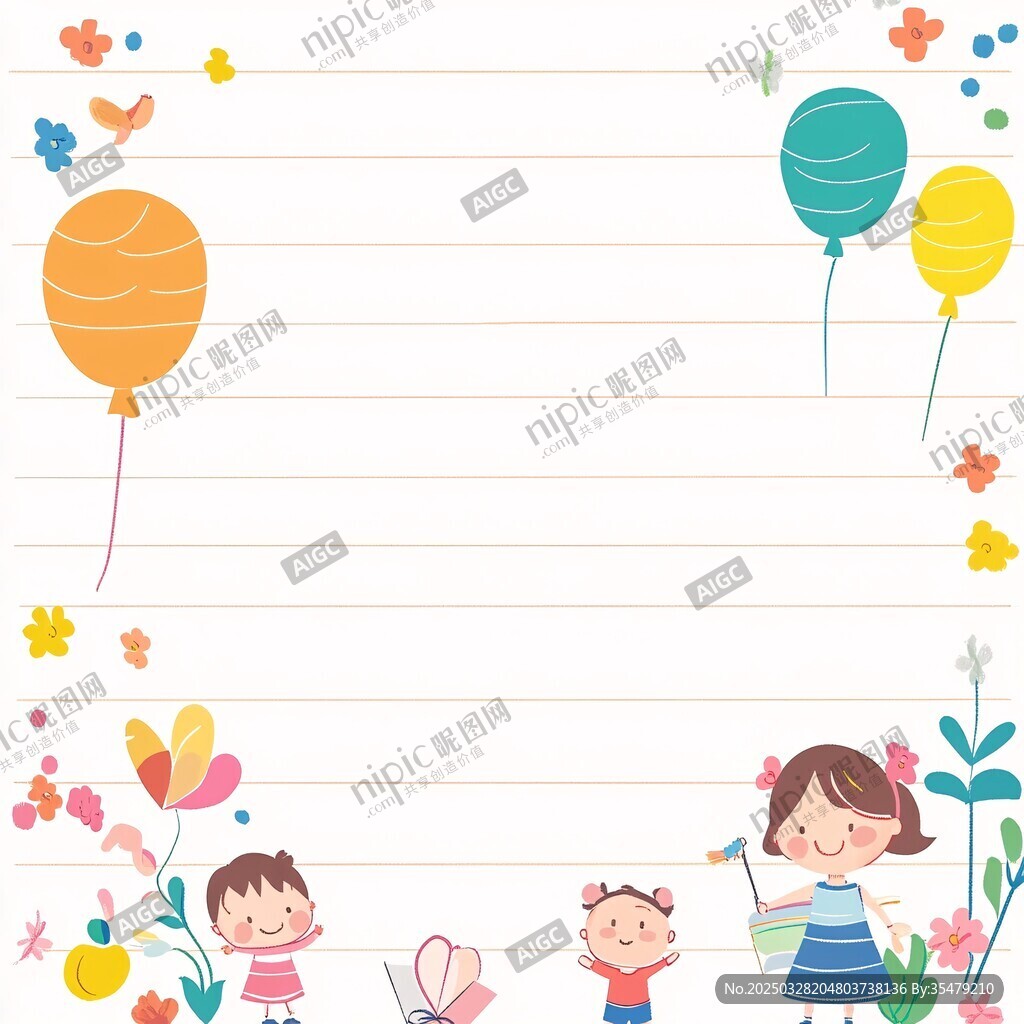 儿童主题横线装饰背景图