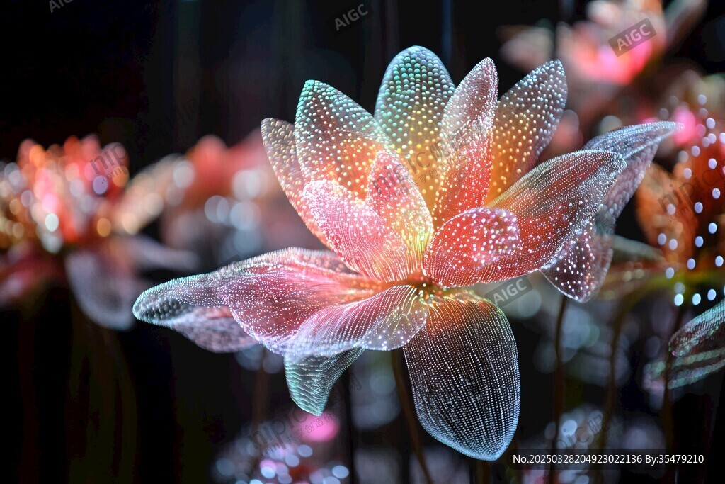 梦幻晶莹花朵绽放瞬间