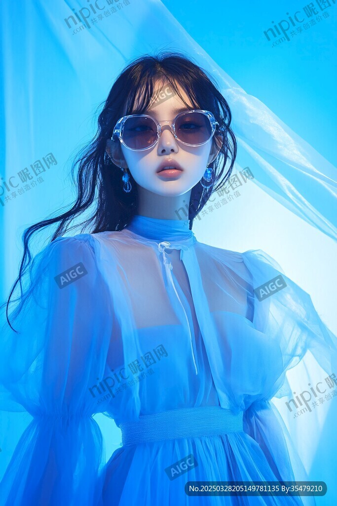 蓝调梦幻风时尚女性写真