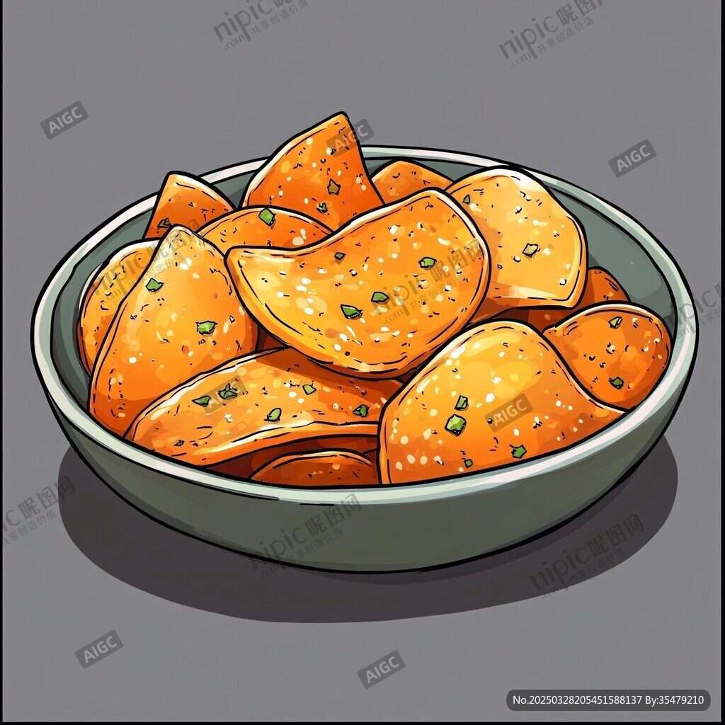 碗中美味薯片插画