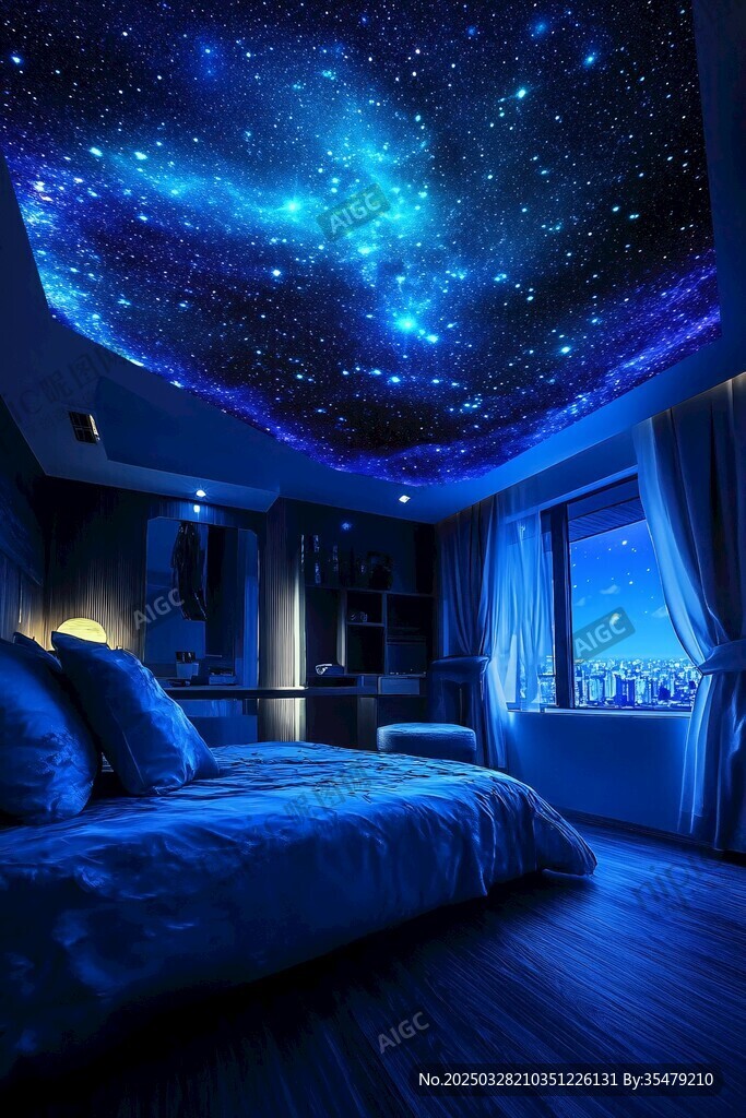 梦幻星空卧室天花板