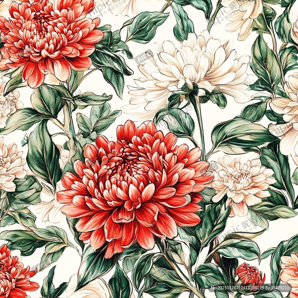 艳丽菊花花卉图案背景图