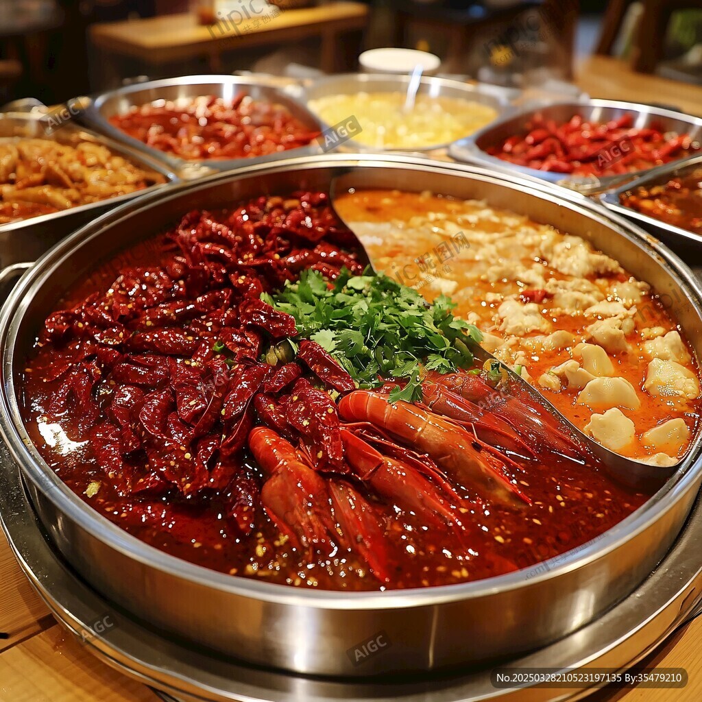 鸳鸯火锅配多样美味食材