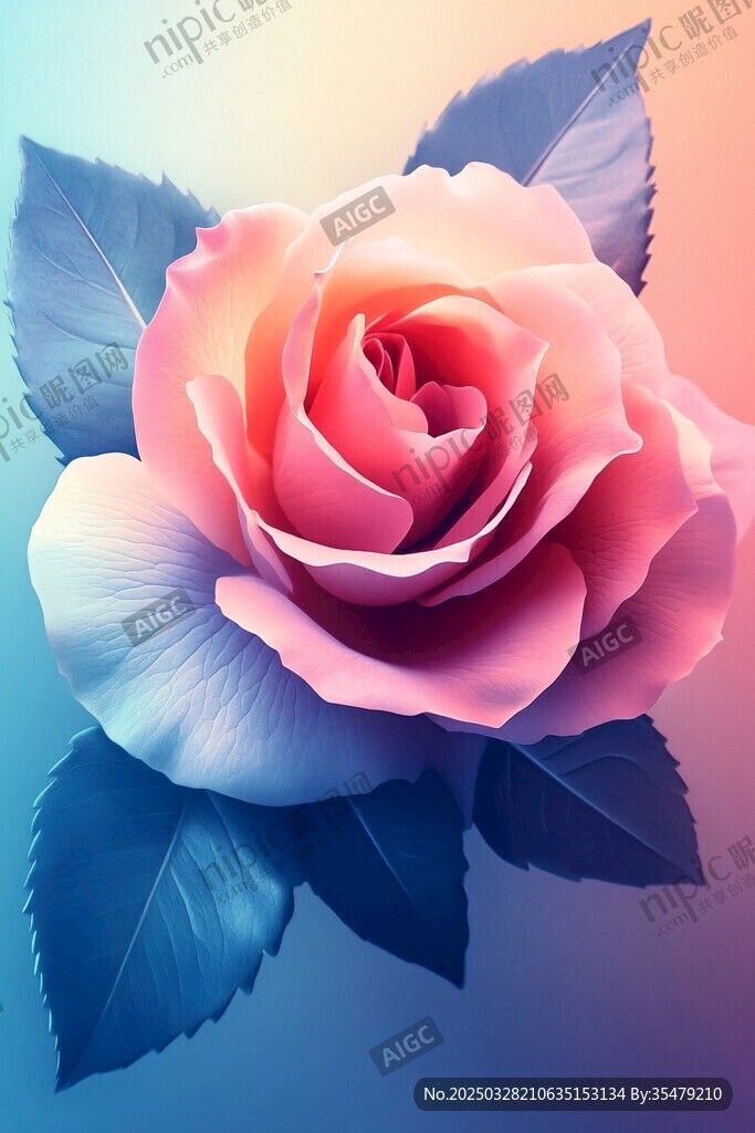 梦幻渐变粉色玫瑰花