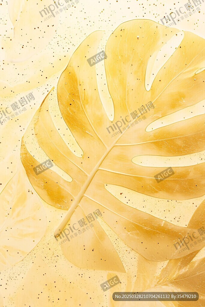 金色龟背叶 梦幻背景纹理