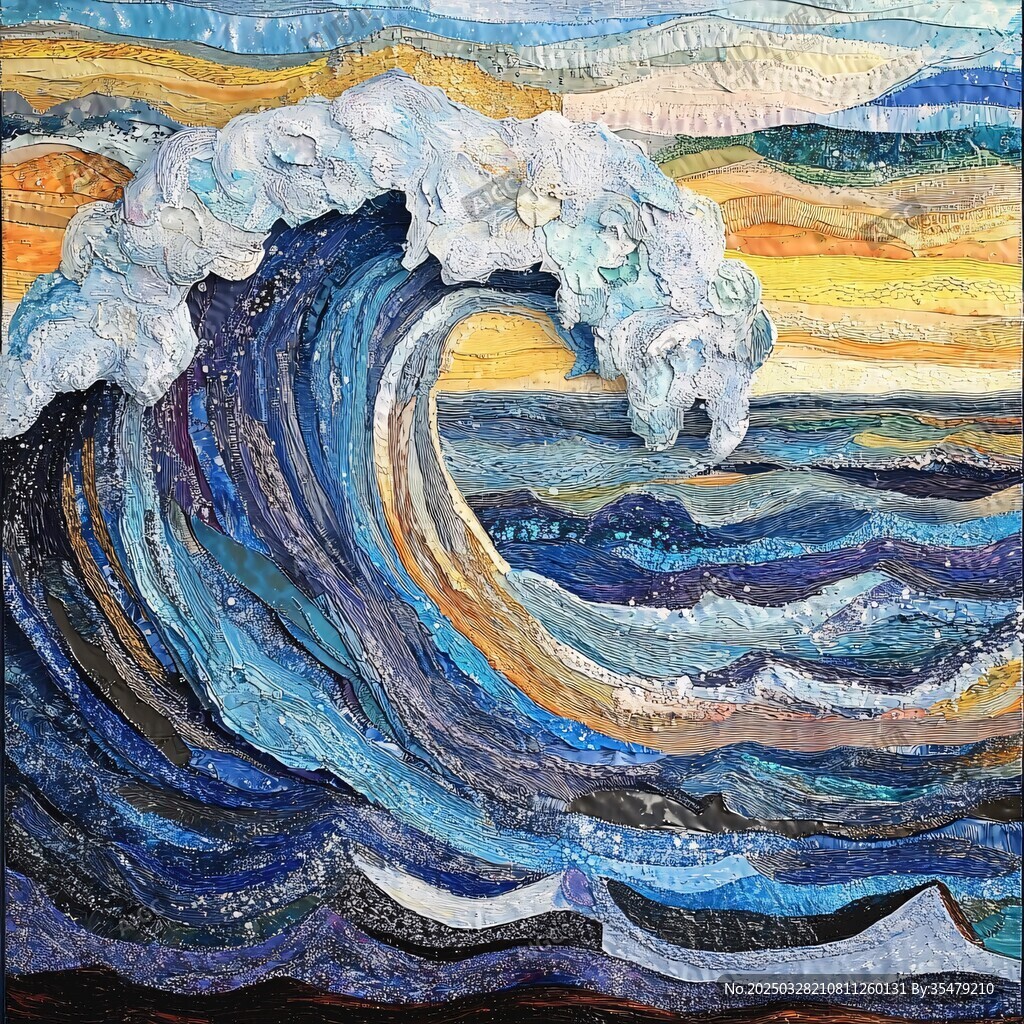 汹涌海浪的艺术拼贴画