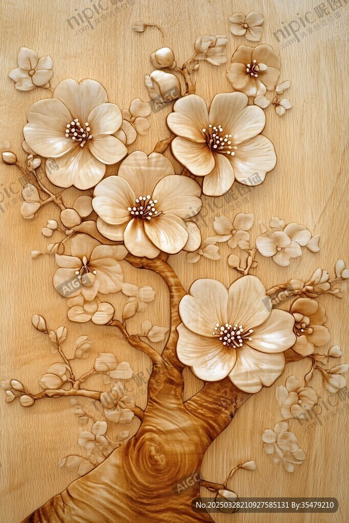 木雕花卉艺术作品展示