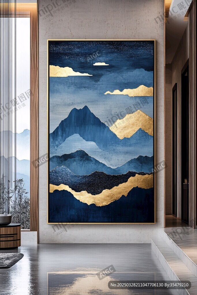 中式山水玄关装饰画