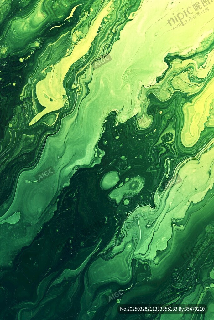 绿调流体艺术抽象纹理图