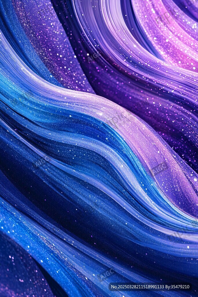 梦幻蓝紫渐变星空波浪纹
