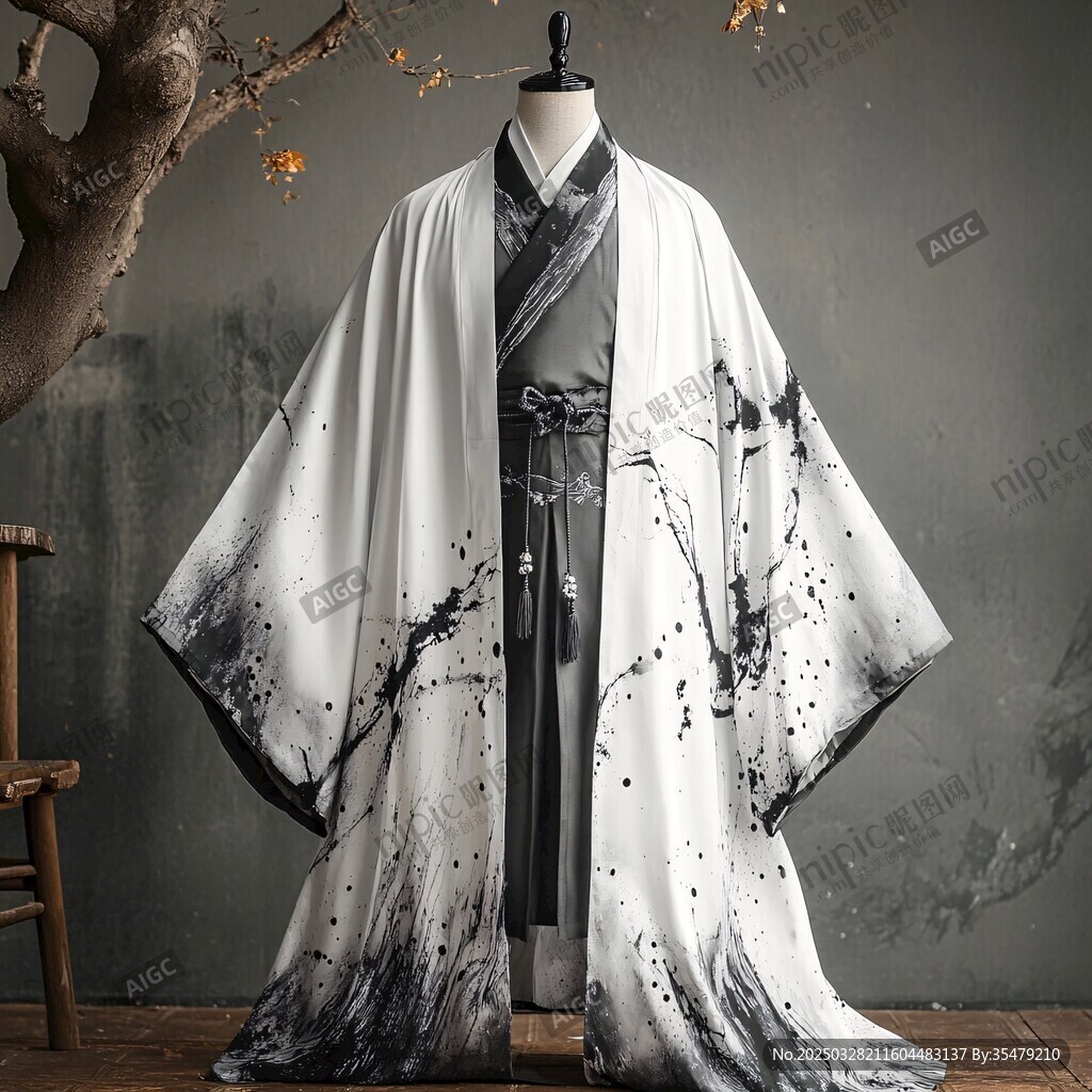 古风汉服长袍 水墨写意风范