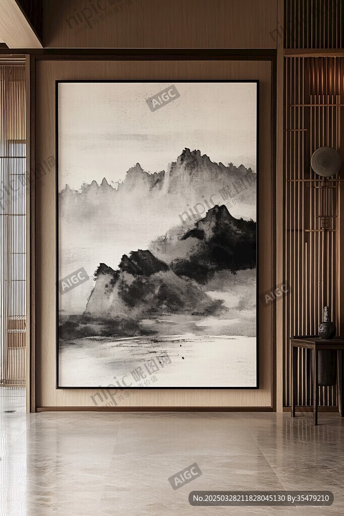 中式山水墨画 室内装饰画