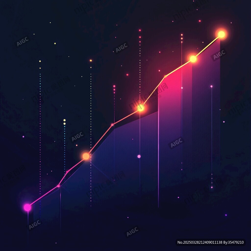 科技感上升曲线发光图形