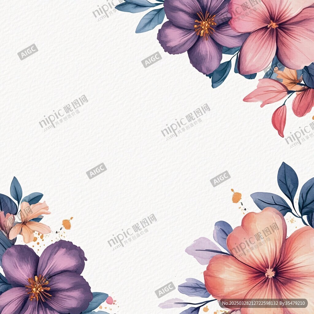 花卉装饰边框 淡雅清新风