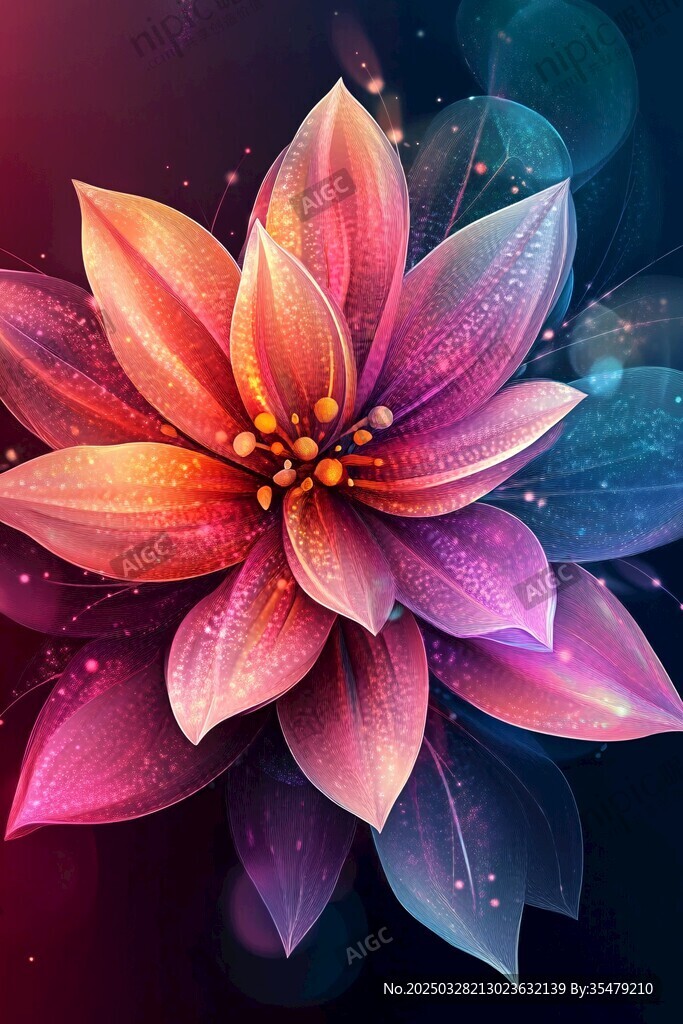 梦幻绚丽花朵插画艺术