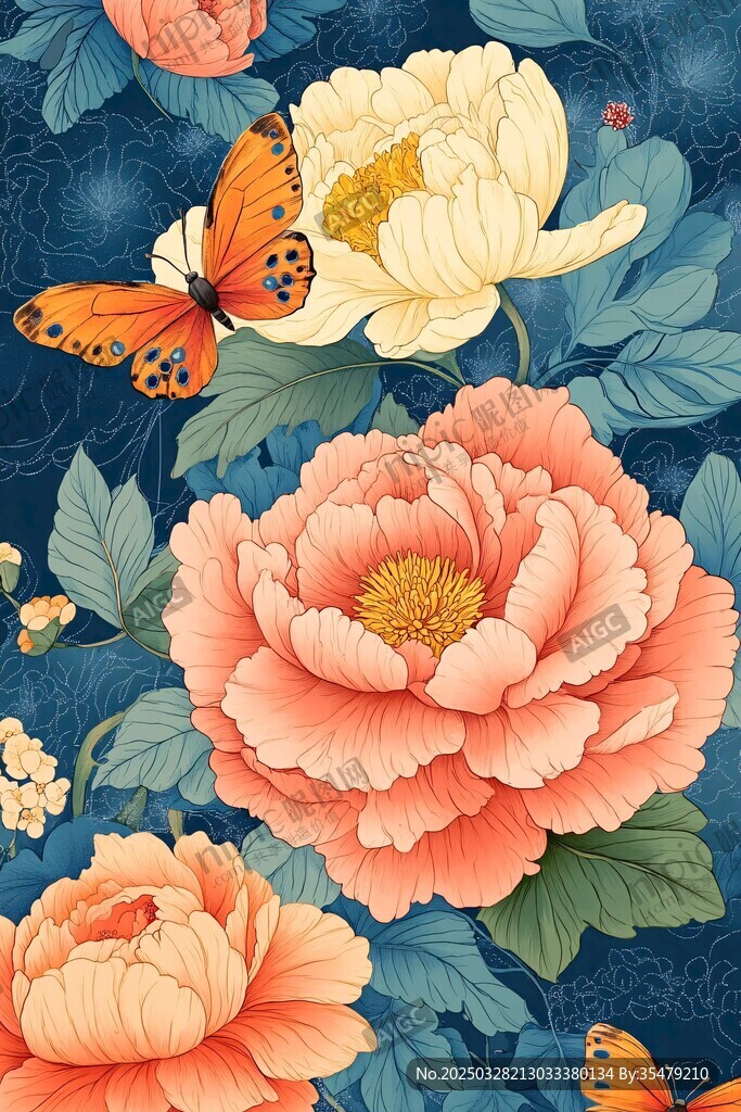 牡丹蝴蝶图 繁花蝶影之美