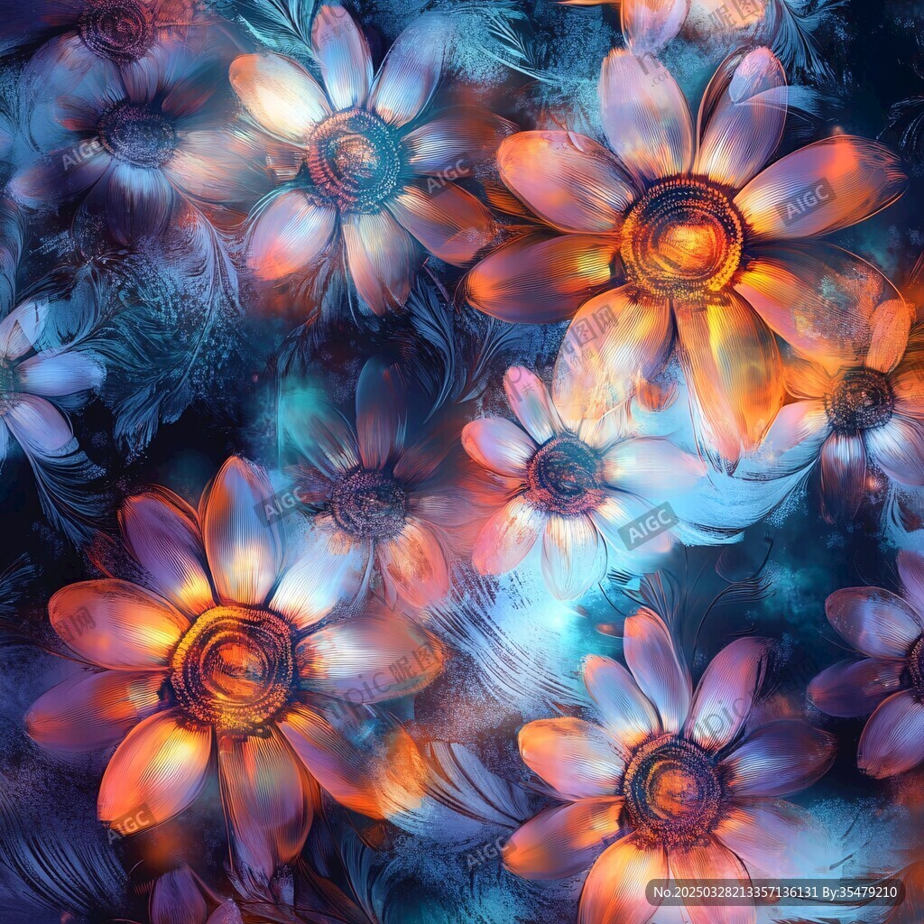 梦幻炫彩花卉图案背景