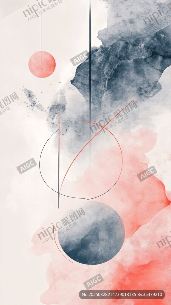 抽象水彩几何艺术画面