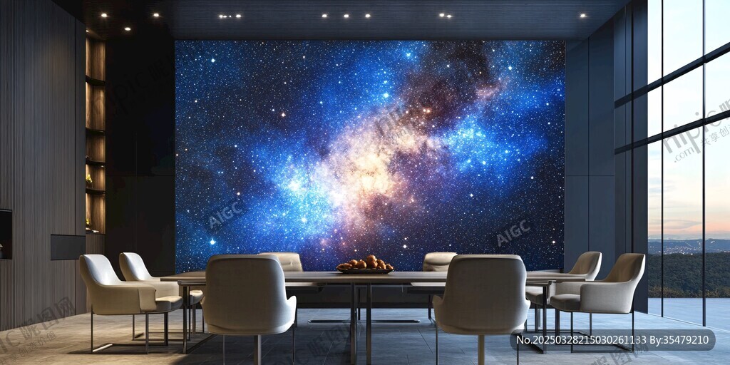 星空主题会议室墙面装饰