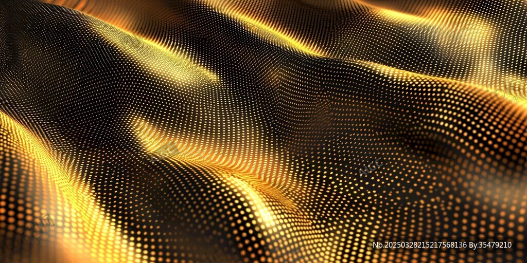 金色粒子波浪科技感背景