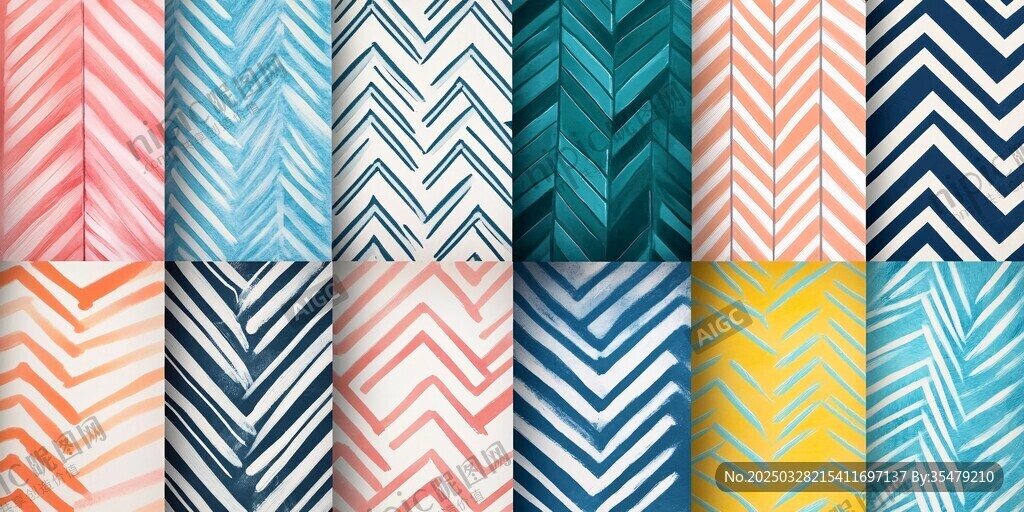 多彩几何锯齿纹图案集合