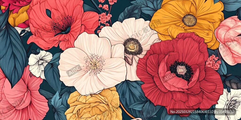 缤纷花卉图案