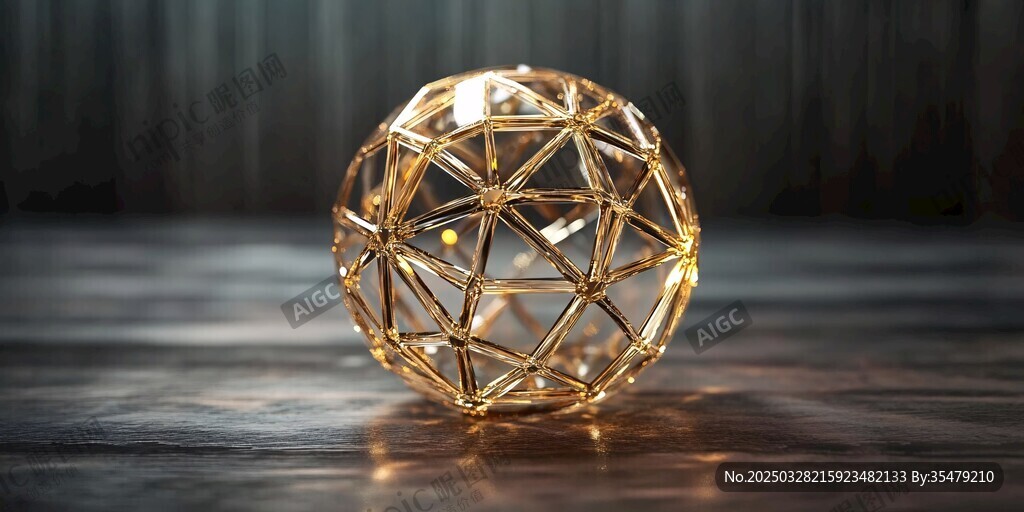 金色几何球形发光装饰品