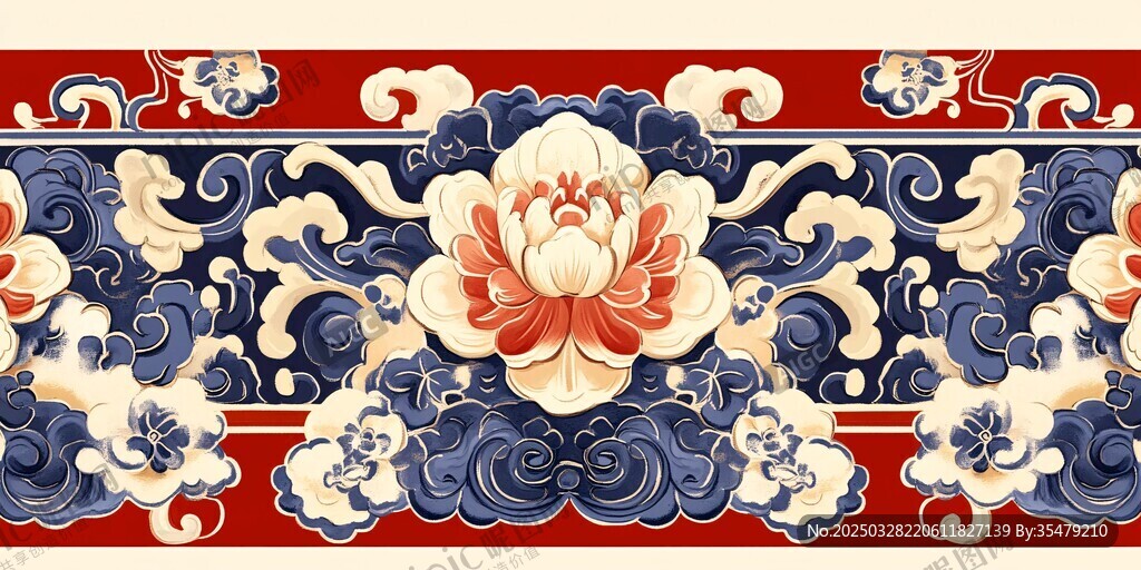 中式传统花卉纹装饰图案