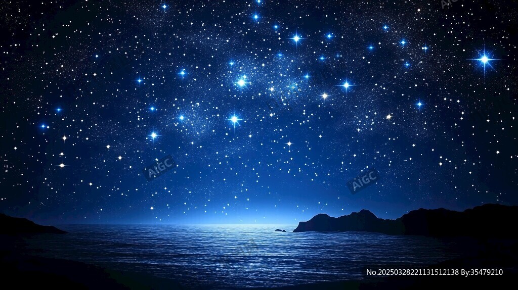梦幻星空下的静谧海岸线