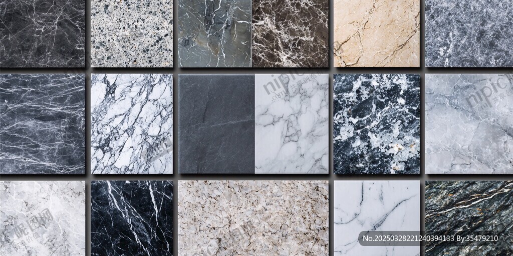 多样大理石纹理瓷砖展示
