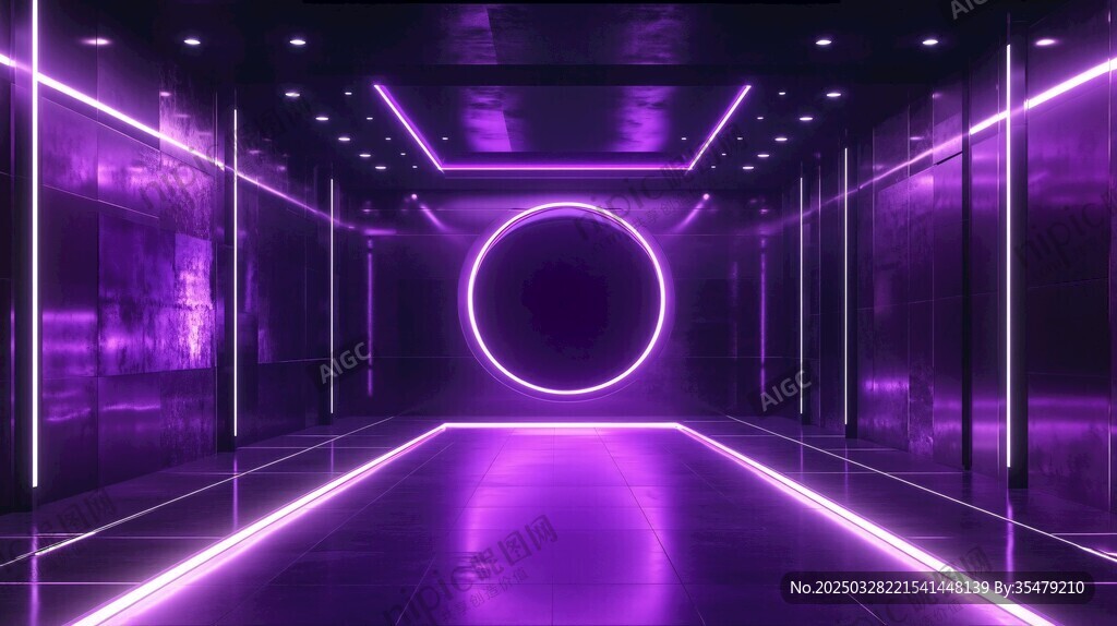 梦幻紫色未来感灯光空间