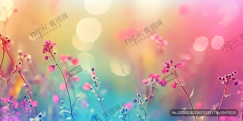 梦幻花海中的缤纷小花