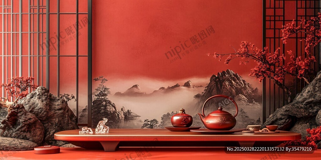 中式古风茶景雅致氛围