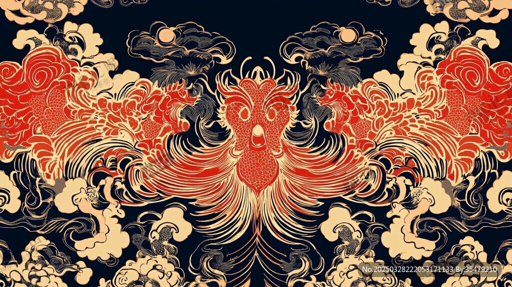 中式瑞兽云纹传统图案