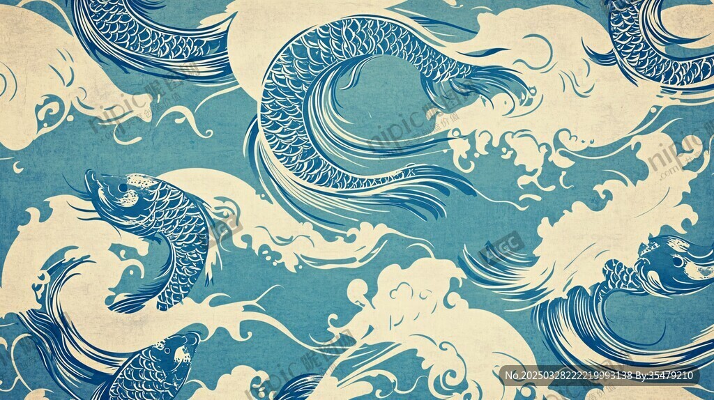 蓝白海浪间的灵动游龙